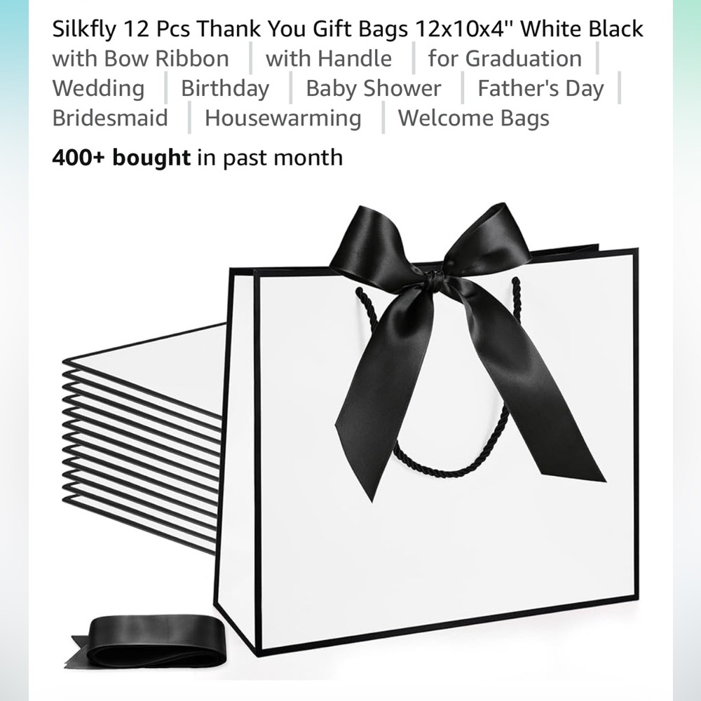 White and Black Gift Bags with Bow Ribbon